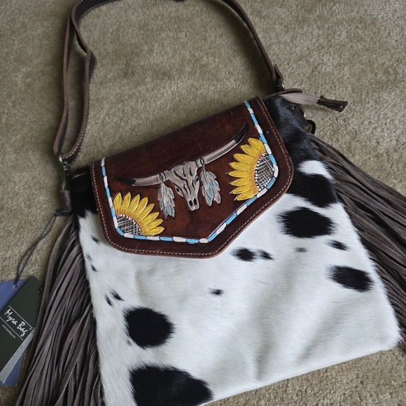 Myra Bag Cowhide Crossbody Bag with Fringe Nwt - Picture 8 of 8